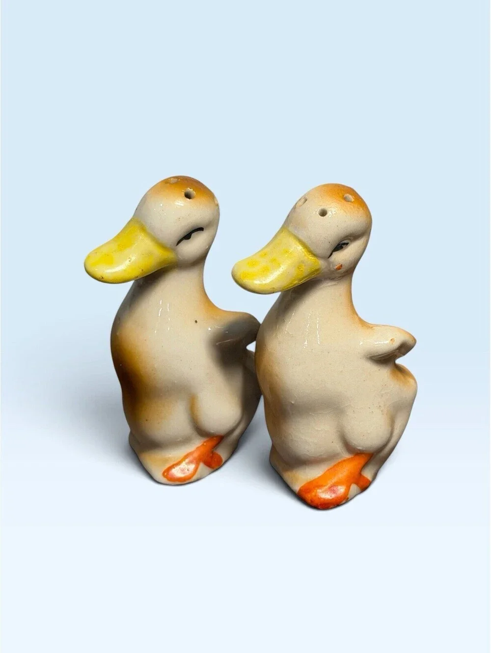 Vintage Duck Salt & Pepper Shakers Mid Century Japan Ceramic 2.5” Tall